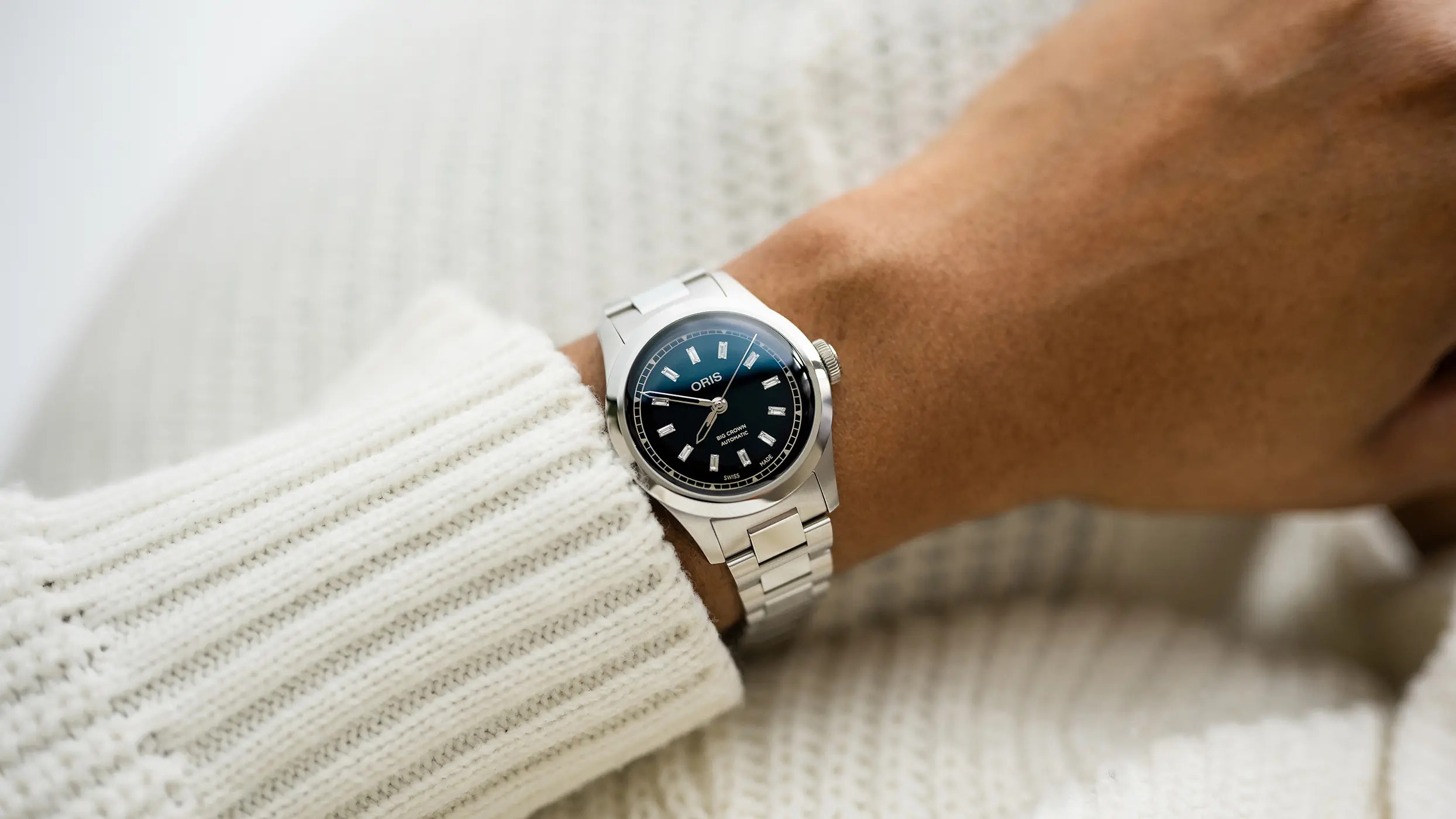 ORIS  Женские швейцарские часы, автоматический механизм, сталь, 34 мм